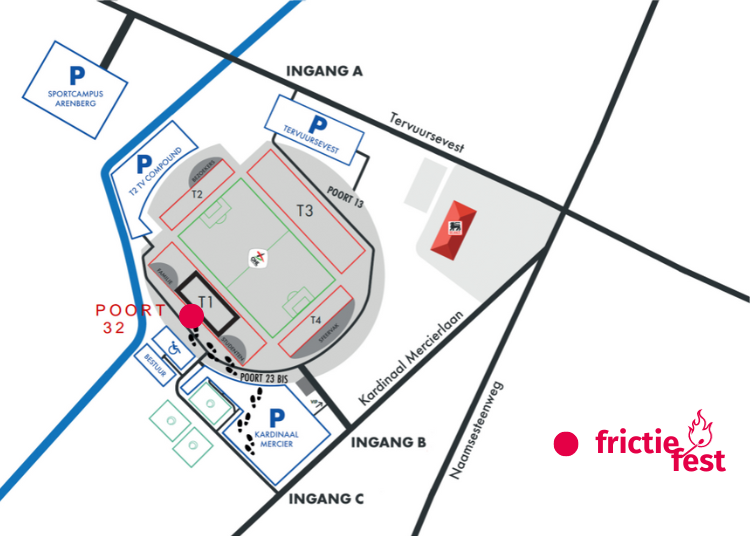 Kaart van het King POwer at Den Dreef stadion in Leuven
