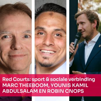 Foto Marc Theeboom, Younis Kamil Abdulsalam en Robin Cnops: Red Courts: sport en verbinding